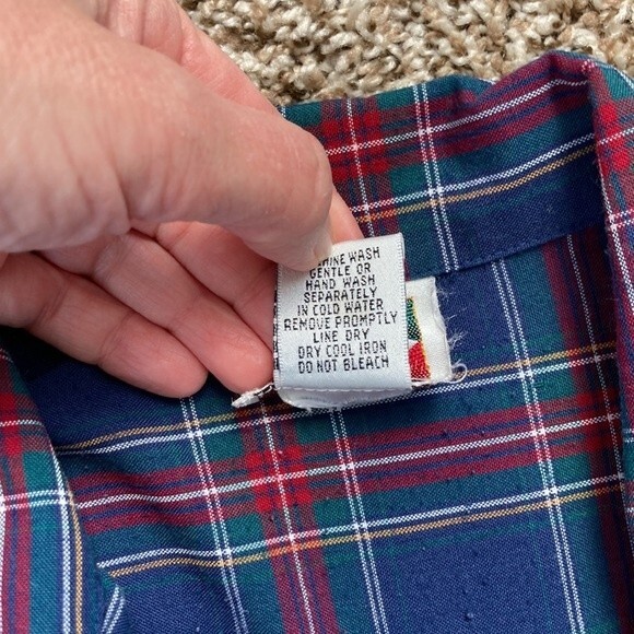 Vintage 62 East Tartan Plaid Button Navy Up Button Pocket Shirt Small - Picture 7 of 9